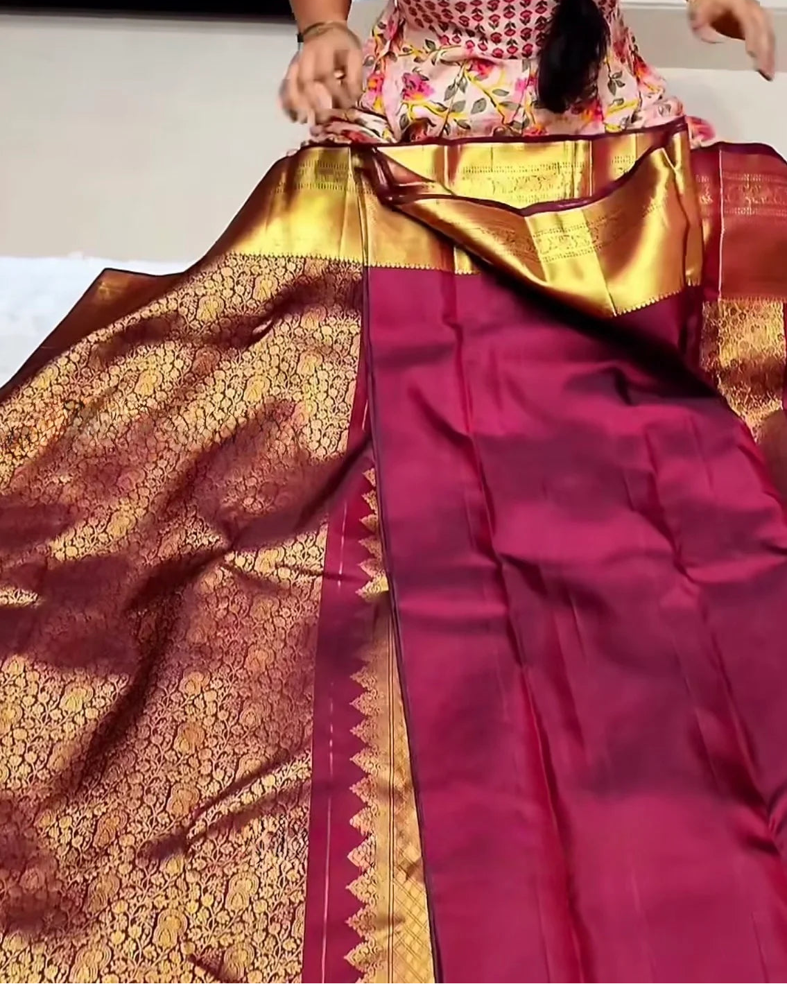 Kanchipuram Maroon Bridal Silk Saree