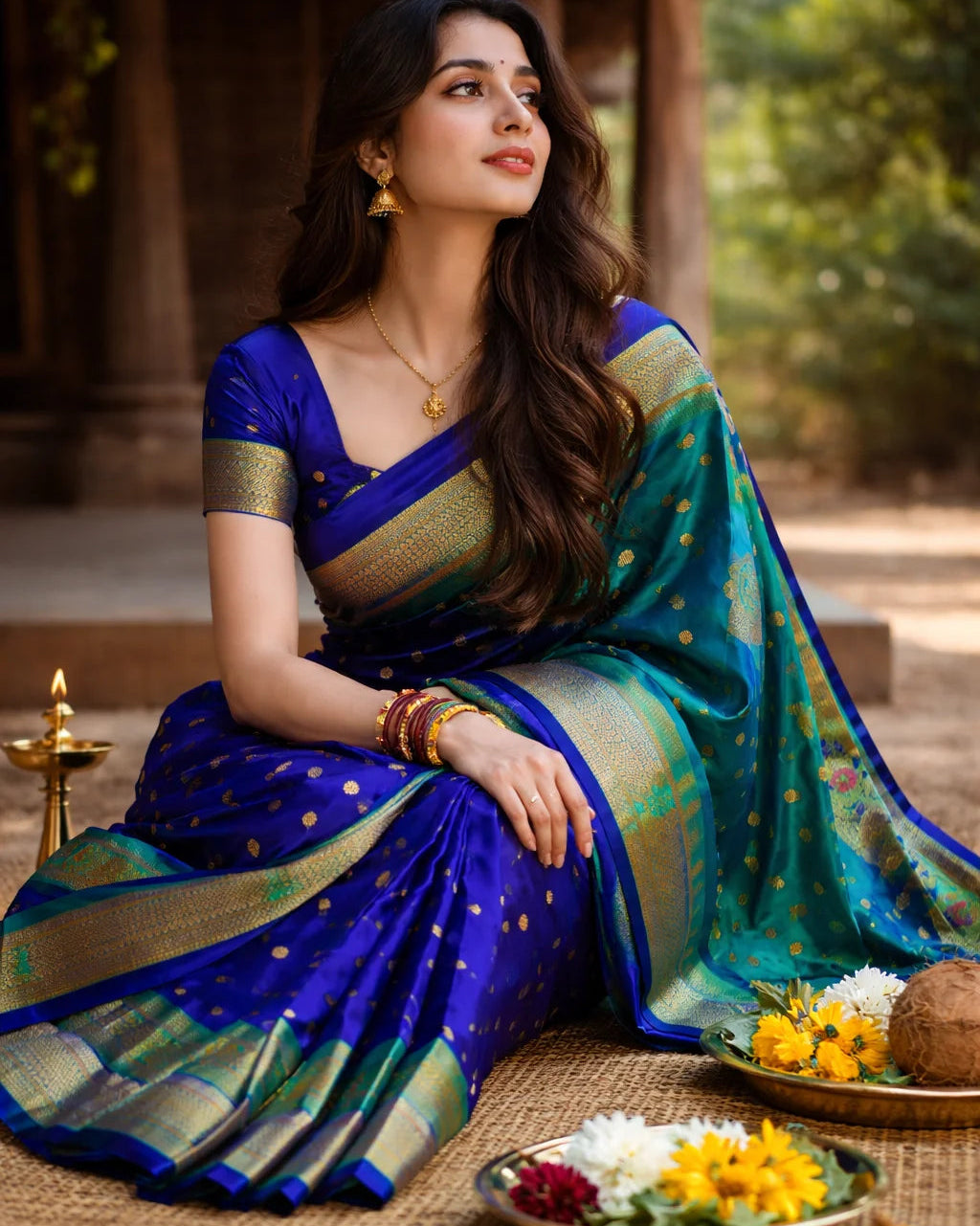 BLUE GREEN PAITHANI SAREE