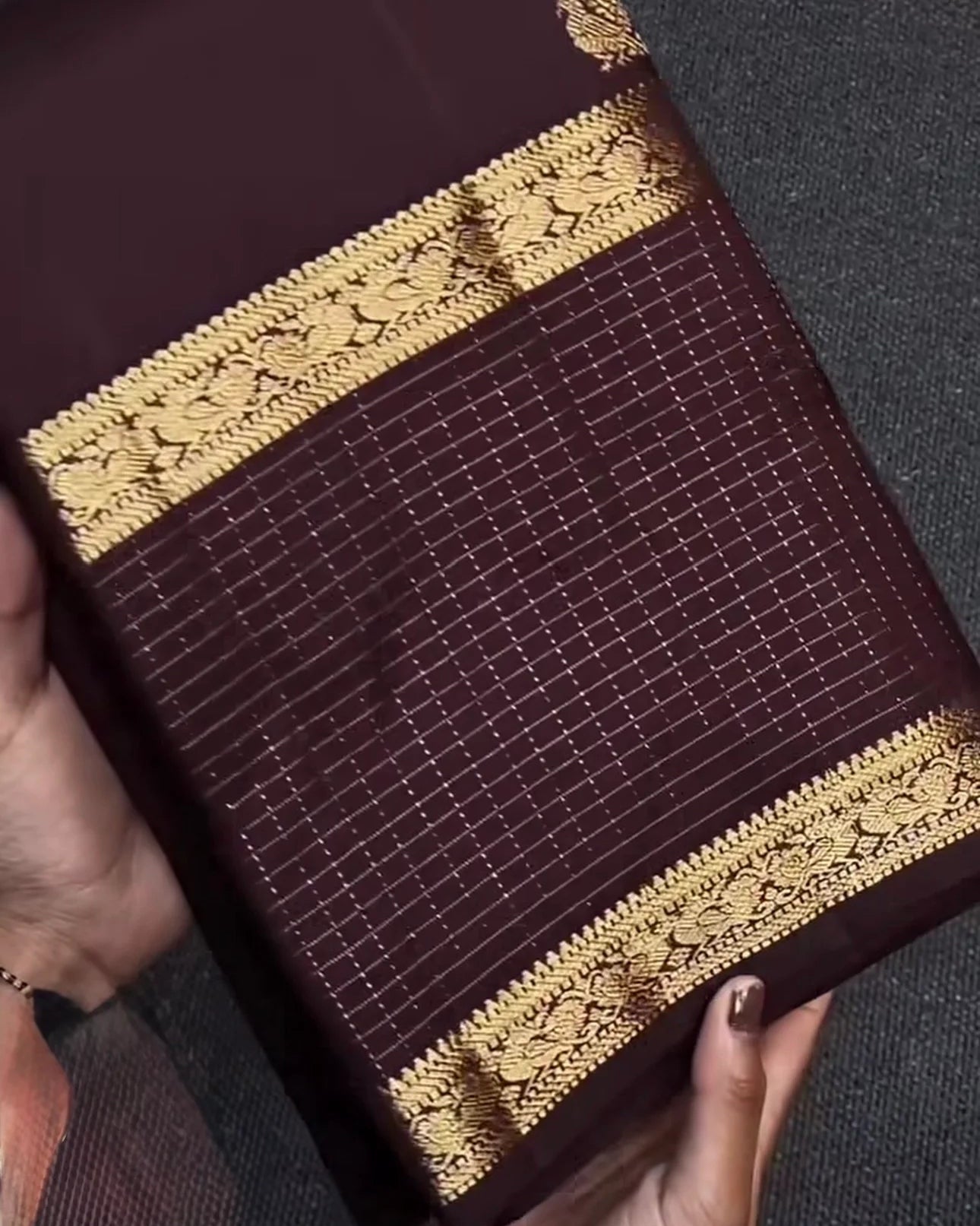 Maroon Golden Zari Checks Silk Saree