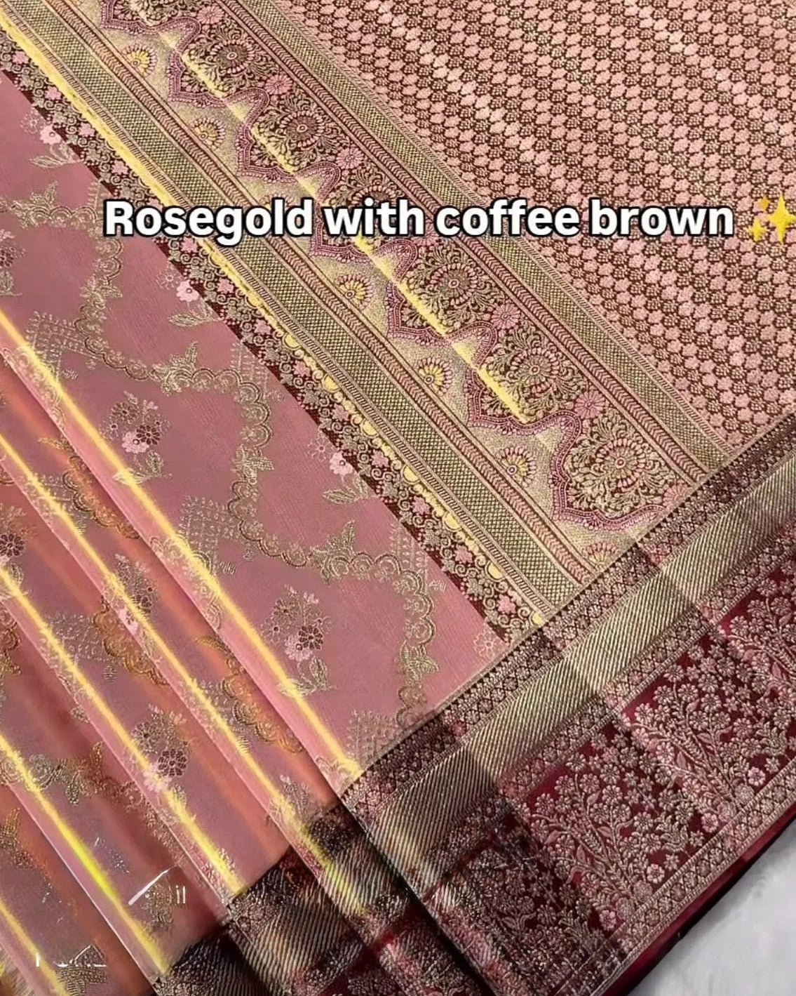 Rose Gold Tissue Silk Saree