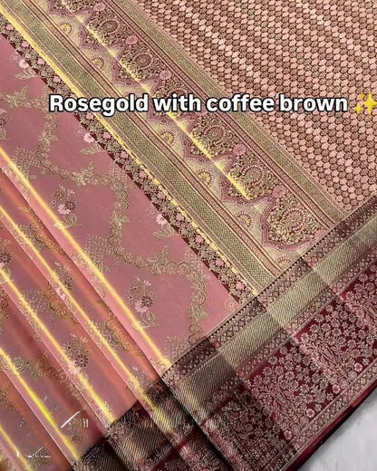 Rose Gold Tissue Silk Saree
