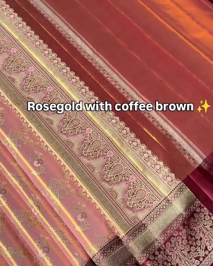 Rose Gold Tissue Silk Saree