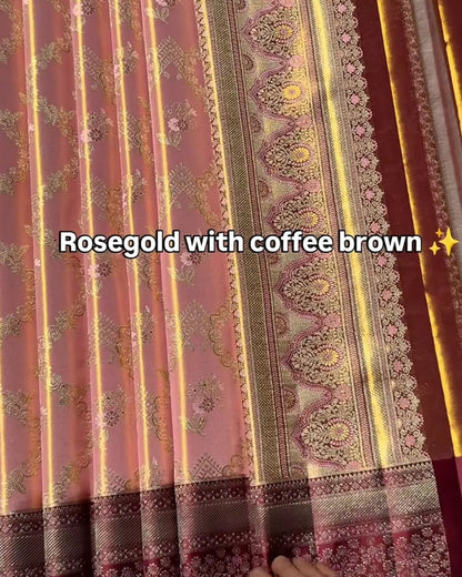 Rose Gold Tissue Silk Saree
