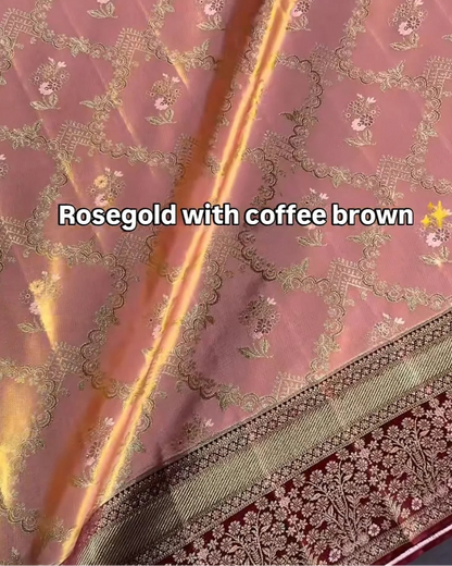 Rose Gold Tissue Silk Saree