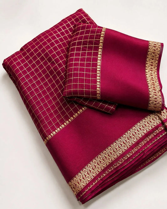 Red lotus saree