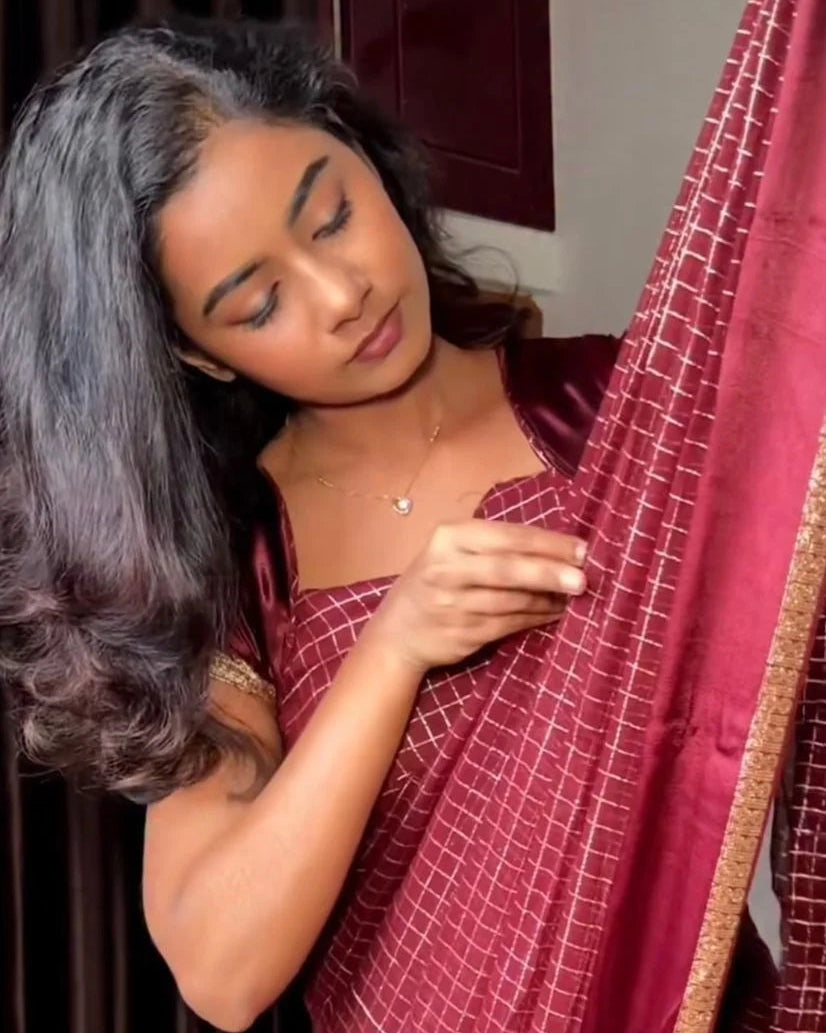 Red lotus saree