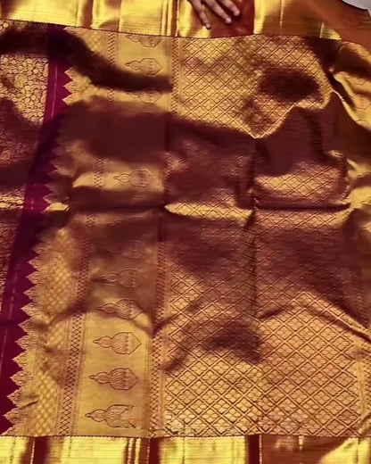 Kanchipuram Maroon Bridal Silk Saree