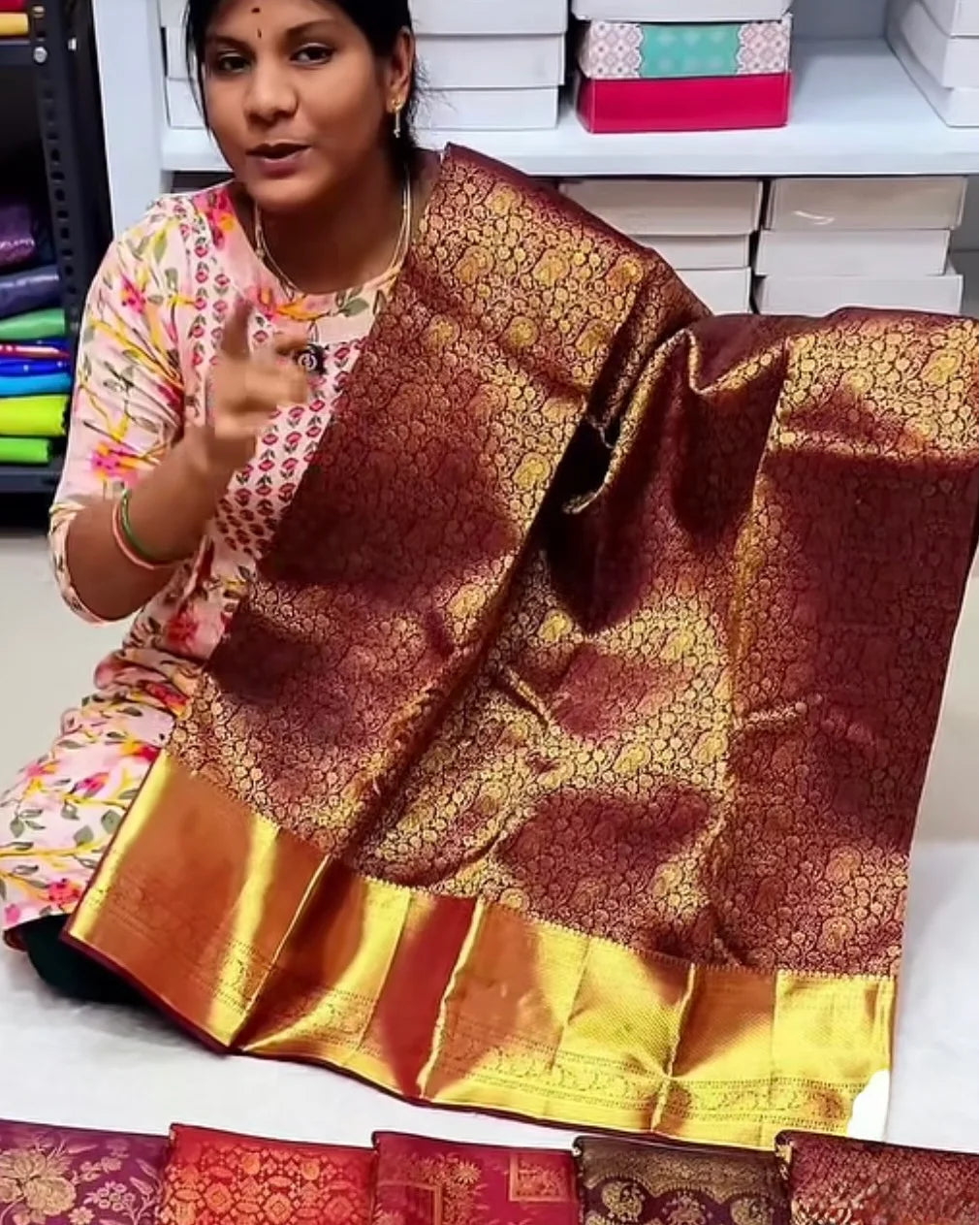 Kanchipuram Maroon Bridal Silk Saree