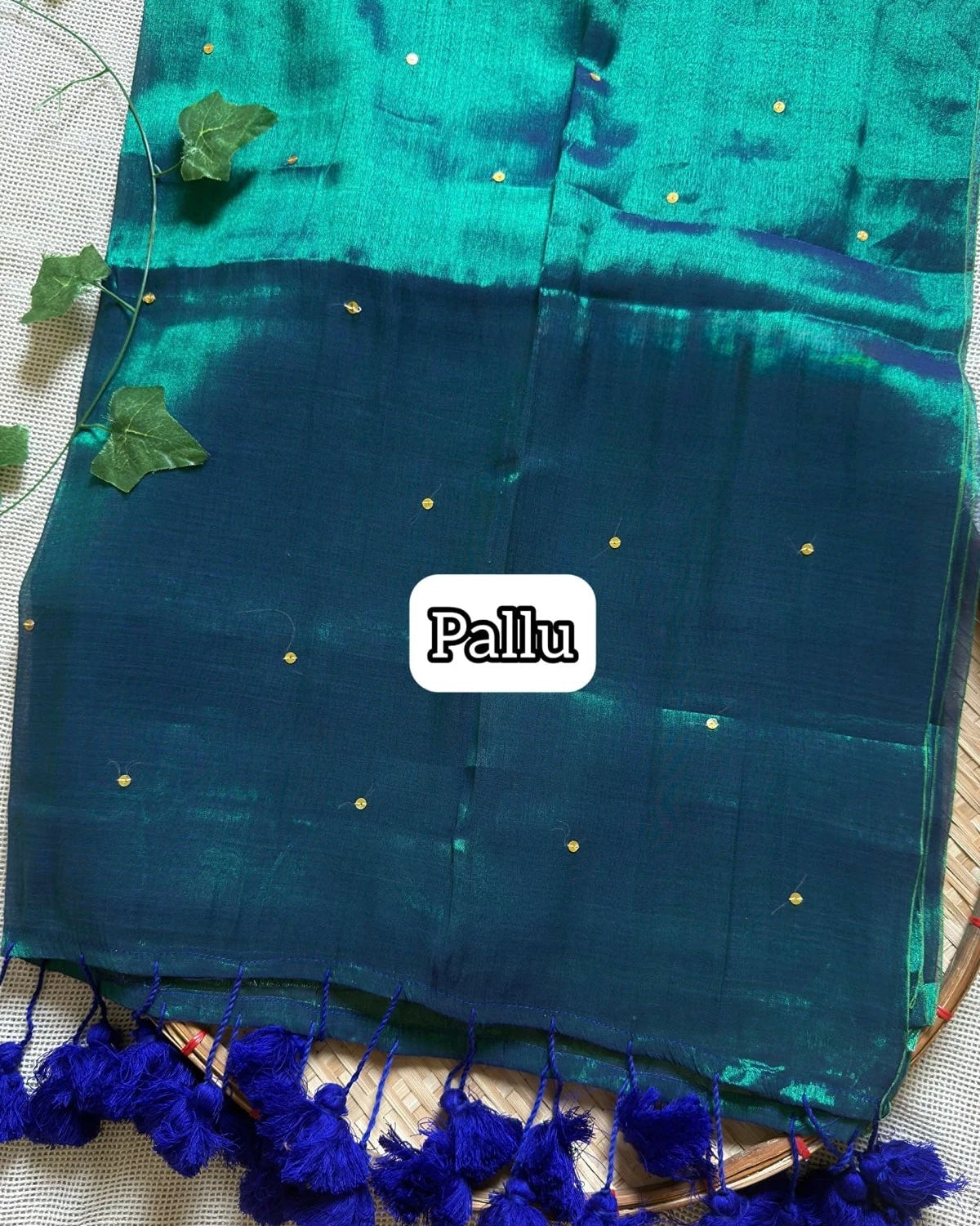 Premium Quality Tissue -Peacock Green Saree
