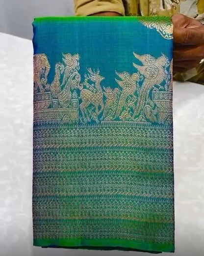 ✨ Royal Blue Banarasi Border Soft Silk Saree