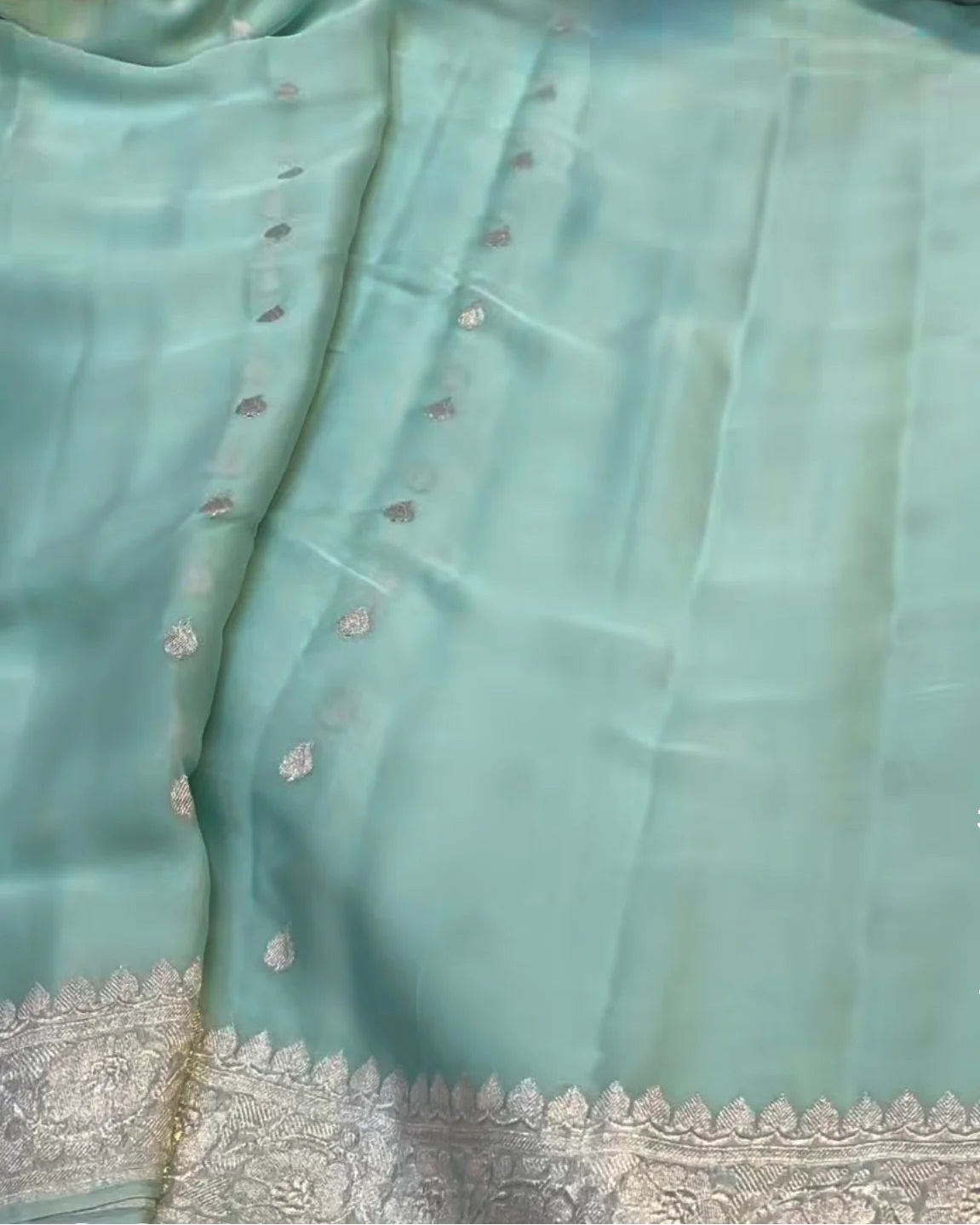 Mint Silver Zari Paisley Elegance Saree